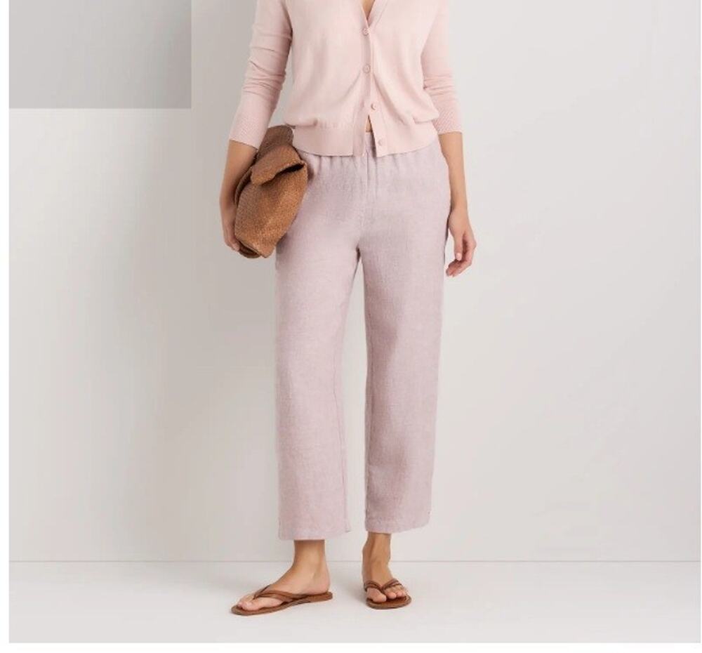 Quince 100% European Linen Sz M Pink Chambray Breathable Coastal Pants